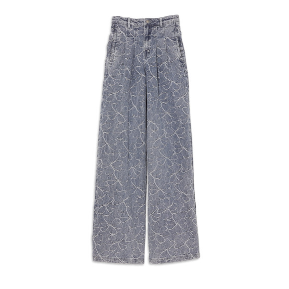 Ramy Brook Adley Embroidered Wide Leg Jean - 0 - Indigo Floral